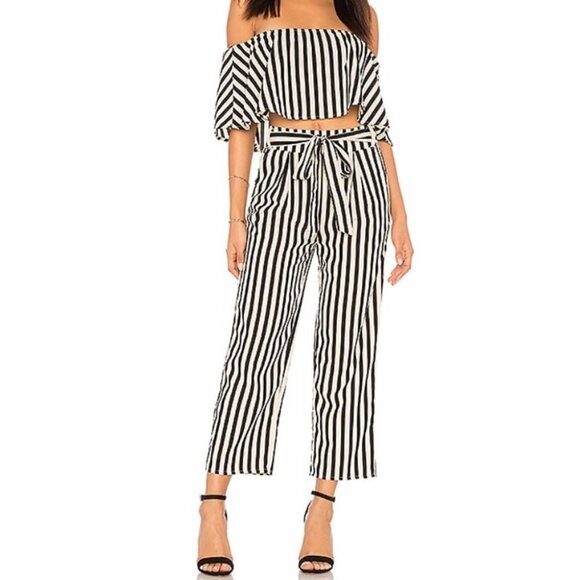 REVOLVE AMUSE SOCIETY Black Stripe Crop Trousers - Picture 1 of 16